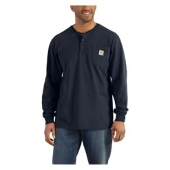 Men's Carhartt Long Sleeve Workwear Pocket Henley -Clothing Store 0 1001 carhartt long sleeve workwear pocket henley navy