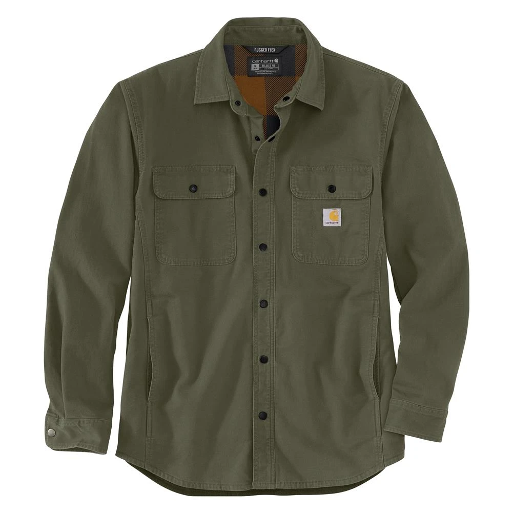 Men's Carhartt Rugged Flex Relaxed Fit Canvas Fleece-Lined Shirt Jac 3 Men's Carhartt Rugged Flex Relaxed Fit Canvas Fleece-Lined Shirt Jac