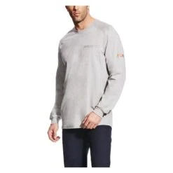 Men's Ariat FR Air Crew T-Shirt -Clothing Store 0 650 ariat fr air crew t shirt silver fox heather