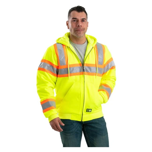 Men's Berne Workwear Hi-Vis Type R Class 3 Hooded Active Jacket 3 Men's Berne Workwear Hi-Vis Type R Class 3 Hooded Active Jacket