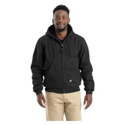 Men's Berne Workwear Original Washed Hooded Jacket - Quilt Lined -Clothing Store 0 650 berne workwear original washed hooded jacket quilt lined black