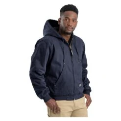 Men's Berne Workwear Original Washed Hooded Jacket - Quilt Lined -Clothing Store 0 650 berne workwear original washed hooded jacket quilt lined navy