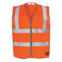 Men's CAT Hi-Vis Zip Vest -Clothing Store 0 650 cat hi vis zip vest orange