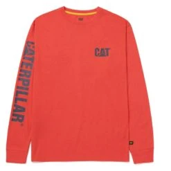 Men's CAT Long Sleeve Trademark Banner T-Shirt -Clothing Store 0 650 cat long sleeve trademark banner t shirt tangerine