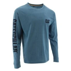 Men's CAT Long Sleeve Trademark Banner T-Shirt -Clothing Store 0 650 cat trademark banner long sleeve t shirt real teal heather