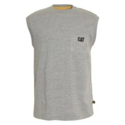 Men's CAT Trademark Sleeveless Pocket T-Shirt -Clothing Store 0 650 cat trademark sleeveless pocket t shirt heather gray