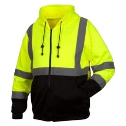 Men's Pyramex Hi-Vis Lime Zipper Sweatshirt