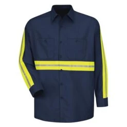 Men's Red Kap Enhanced Visibility Industrial Work Shirt Long Sleeve