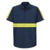 Men's Red Kap Enhanced Visibility Industrial Work Shirt -Clothing Store 0 650 red kap enhanced visibility industrial work shirt navy yellow silver yellow visibility trim