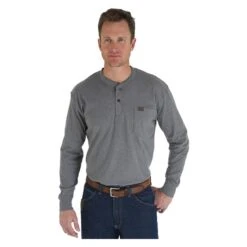 Men's Wrangler Riggs Long Sleeve Pocket Henley