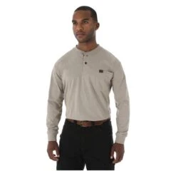 Men's Wrangler Riggs Long Sleeve Pocket Henley -Clothing Store 0 650 wrangler riggs long sleeve pocket henley oatmeal