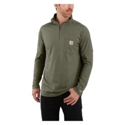Men's Carhartt Force Relaxed-Fit Midweight Long Sleeve 1/4 Zip Pocket T-Shirt -Clothing Store 1 1001 carhartt force relaxed fit midweight long sleeve 1 4 zip pocket t shirt basil heather