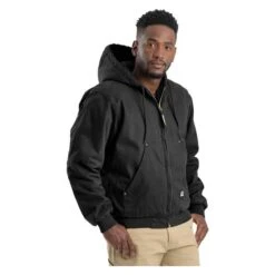Men's Berne Workwear Original Washed Hooded Jacket - Quilt Lined -Clothing Store 1 650 berne workwear original washed hooded jacket quilt lined black