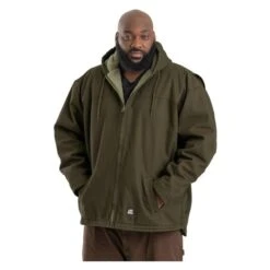 Men's Berne Workwear Washed Hooded Work Coat -Clothing Store 1 650 berne workwear washed hooded work coat moss