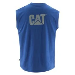 Men's CAT Trademark Sleeveless Pocket T-Shirt -Clothing Store 1 650 cat trademark sleeveless pocket t shirt bright blue