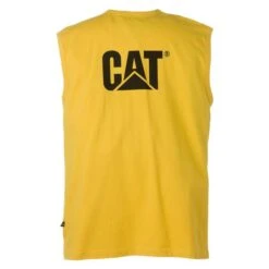 Men's CAT Trademark Sleeveless Pocket T-Shirt -Clothing Store 1 650 cat trademark sleeveless pocket t shirt yellow