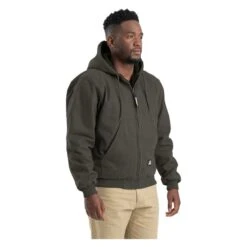 Men's Berne Workwear Original Washed Hooded Jacket - Quilt Lined -Clothing Store 2 650 berne workwear original washed hooded jacket quilt lined olive duck