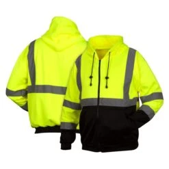 Men's Pyramex Hi-Vis Lime Zipper Sweatshirt -Clothing Store 2 650 pyramex hi vis lime zipper sweatshirt lime