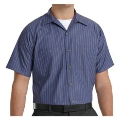 Men's Red Kap Industrial Stripe Work Shirt -Clothing Store 2 650 red kap industrial stripe work shirt gray blue
