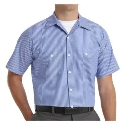 Men's Red Kap Industrial Stripe Yarn Dyed Work Shirt -Clothing Store 2 650 red kap industrial stripe yarn dyed work shirt gm blue white