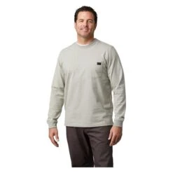 Men's Wolverine Guardian Cotton Long Sleeve Pocket T-Shirt -Clothing Store 2 650 wolverine guardian cotton long sleeve pocket t shirt light gray heather