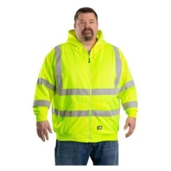 Men's Berne Workwear Hi-Vis Type R Class 3 Lined Hooded Sweatshirt -Clothing Store 3 650 berne workwear hi vis type r class 3 lined hooded sweatshirt yellow